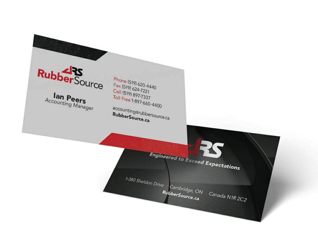 Logo and business card design for Rubber Source | ADVAN industrial brochure design